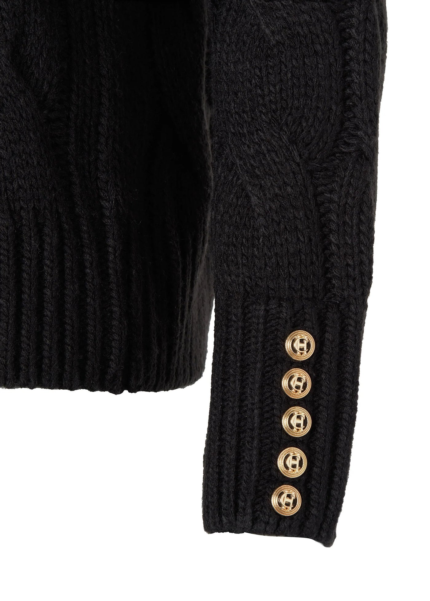 Holland Cooper Lucia Roll Neck Knit in Black Cuff