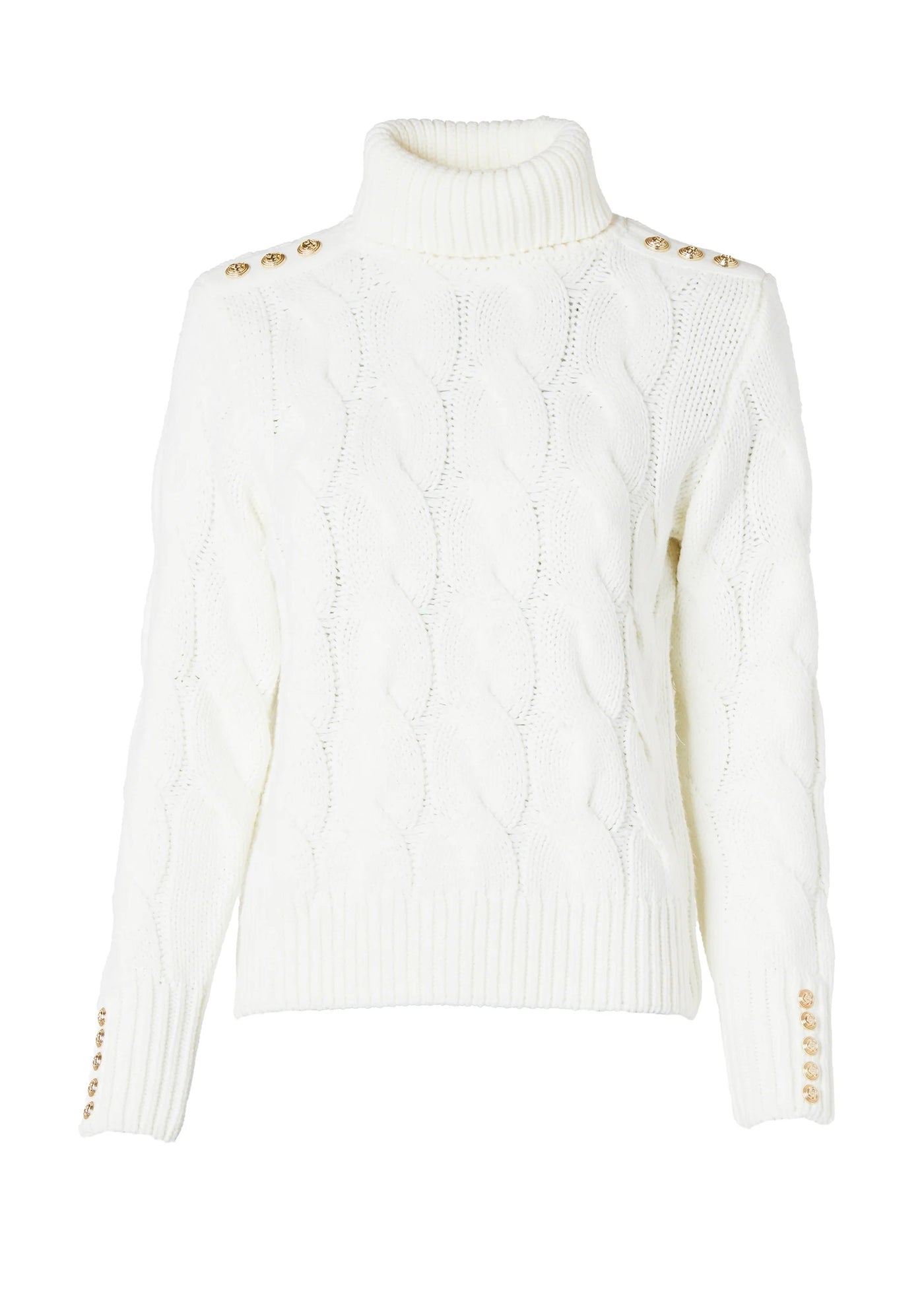 Holland Cooper Lucia Roll Neck Knit in Natural Front