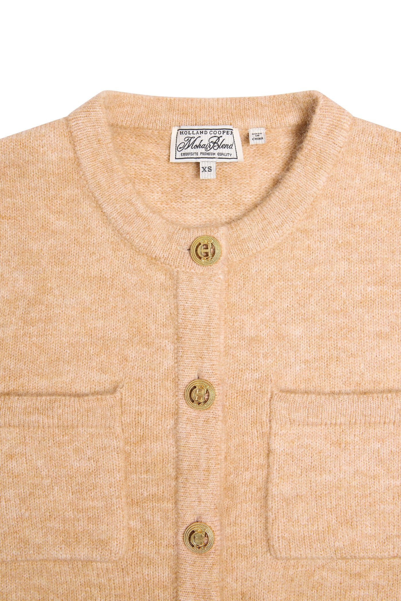 Holland Cooper Lucinda Cardigan in Camel Placket