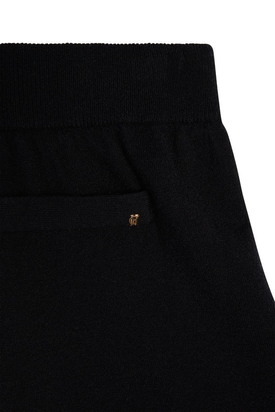 Holland Cooper Maria Knitted Wide Leg Pant in Black Logo