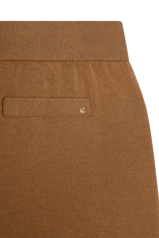 Holland Cooper Maria Knitted Wide Leg Pant in Caramel Logo