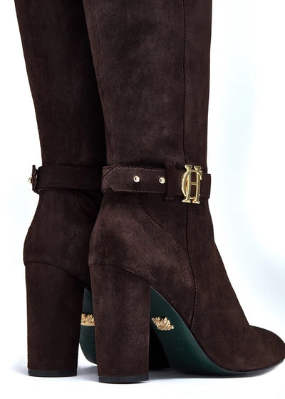Holland Cooper Marlborough Knee Boot in Chocolate Pair Detail