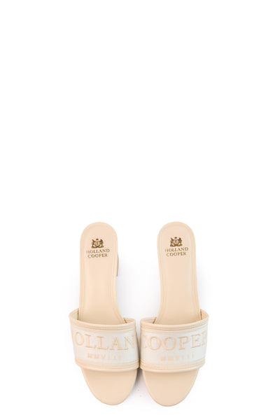 Holland Cooper Pimlico Mule Shoe in Cream Ecru Birdseye