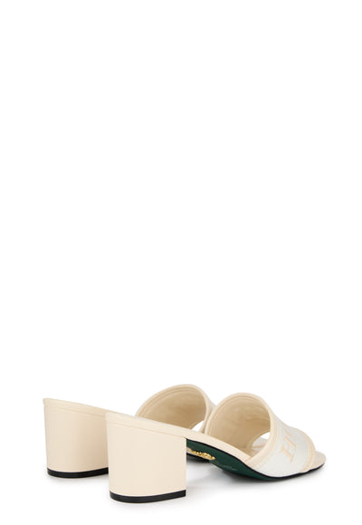 Holland Cooper Pimlico Mule Shoe in Cream Ecru Heel