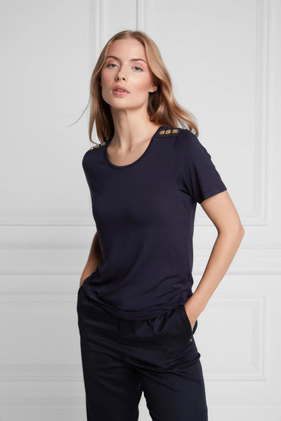 Holland Cooper Relax Fit Crew Neck Tee in Navy