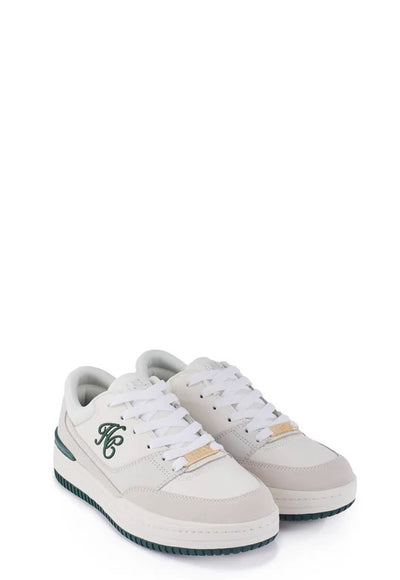 Holland Cooper Retro Ladies Trainer in White Racing Green Pair