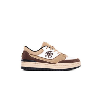 Holland Cooper Retro Ladies Trainer in Taupe Tan Nude Side