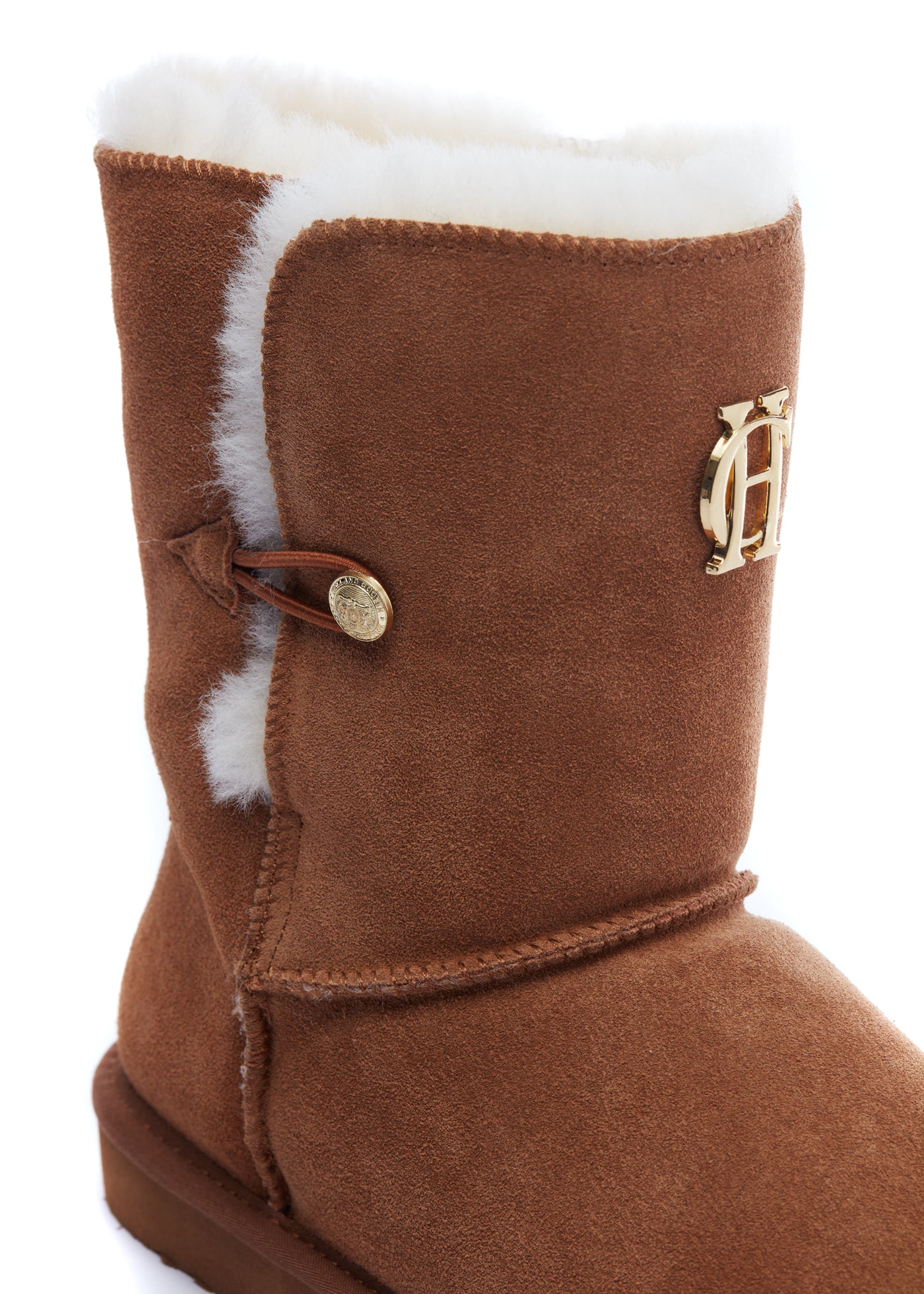 Holland Cooper Shearling Boot in Tan Detail