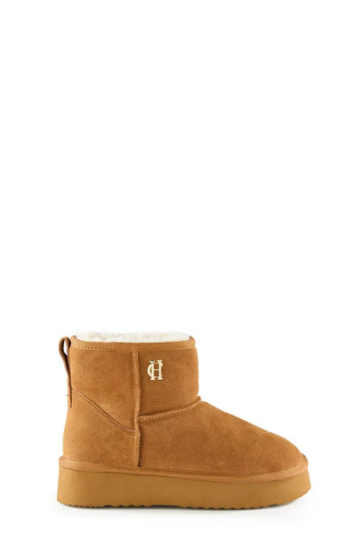 Holland Cooper Shearling Platform Boot in Tan Side