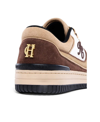 Holland Cooper Retro Ladies Trainer in Taupe Tan Nude Heel