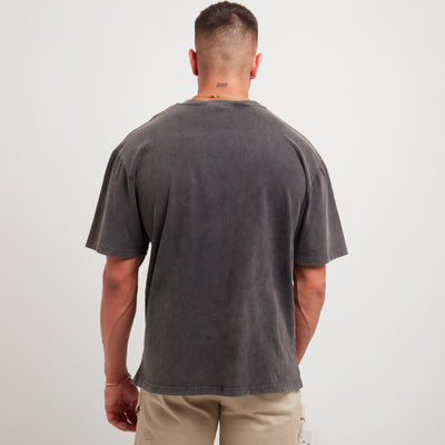 House Of Man The Eagle T Shirt in Washed Grey Back