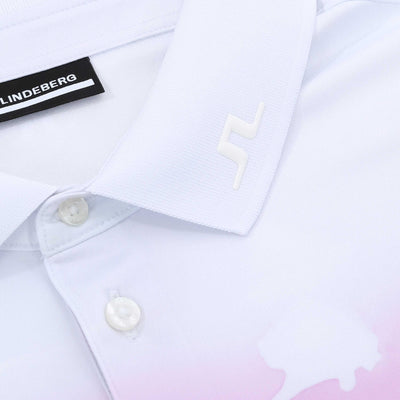 J.Lindeberg Samuel Polo Shirt in Landscape Watercolour Purple Collar