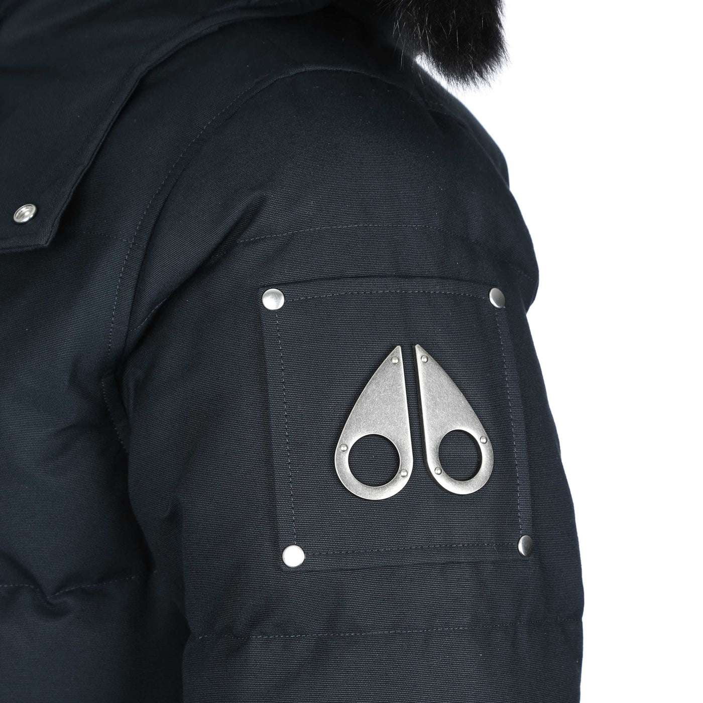 Moose Knuckles 3Q Jacket in Navy & Black Fur Logo