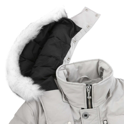 Moose Knuckles 3Q Jacket in Storm Grey & Natural Fur Hood Detached 