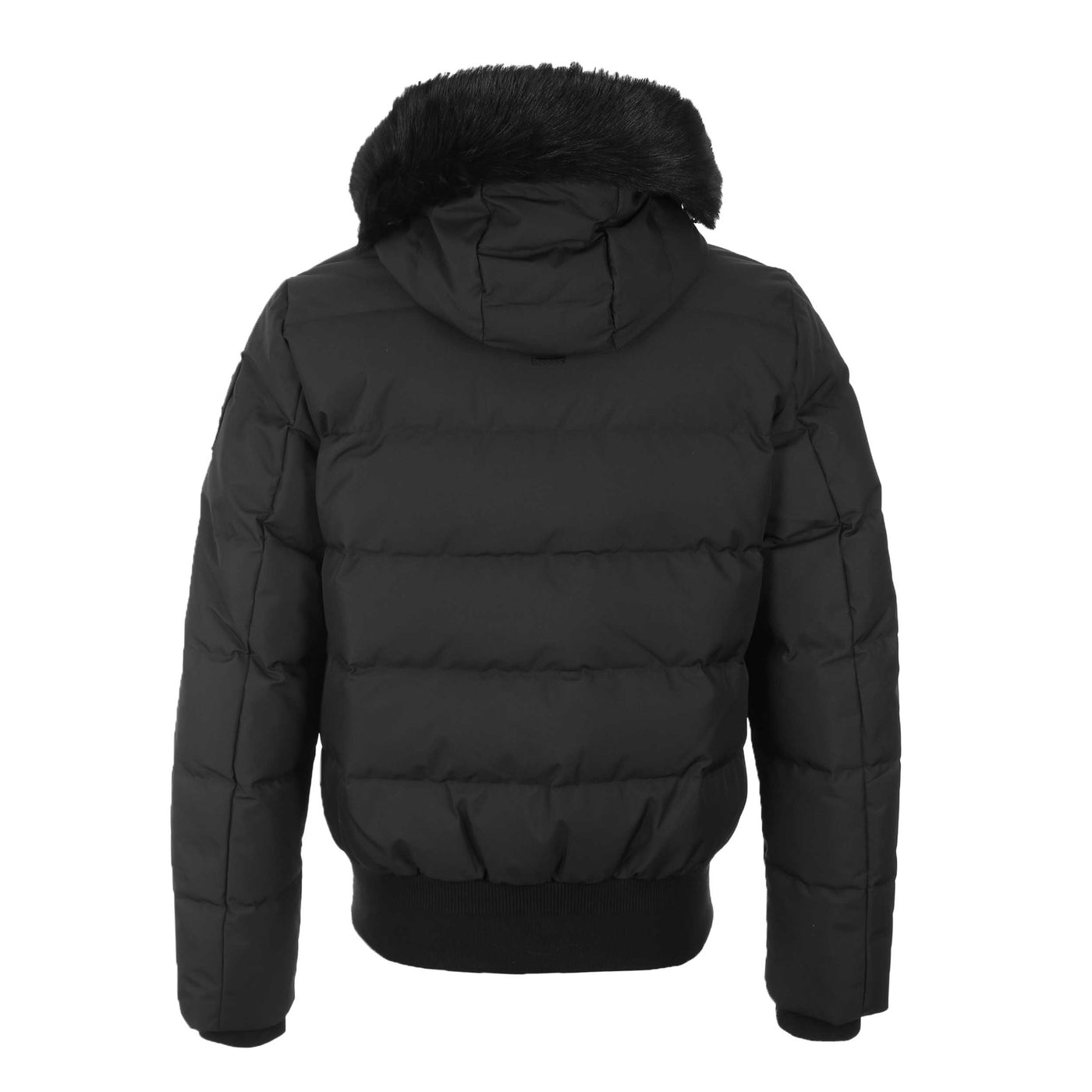 Moose Knuckles Cloud Bomber Neoshear Jacket in Black & Black Fur Back