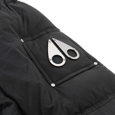 Moose Knuckles Everest Long Puffer Jacket in Black Logo