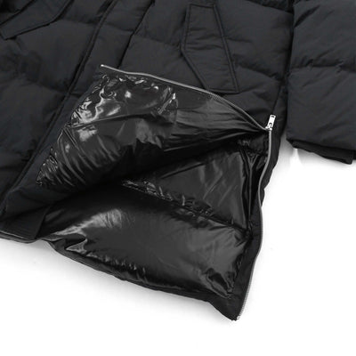 Moose Knuckles Everest Long Puffer Jacket in Black Side Zip