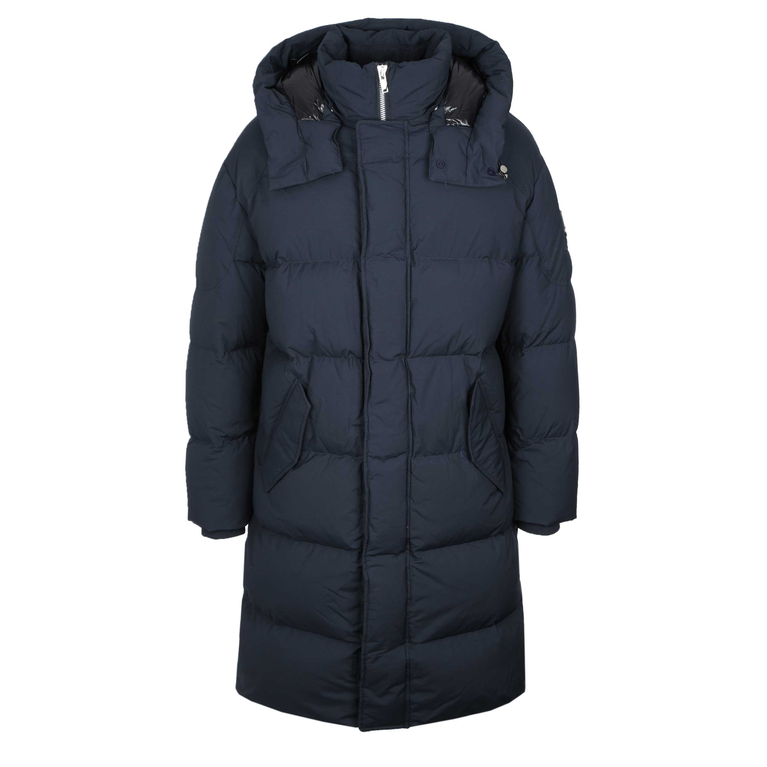 Moose Knuckles Everest Long Puffer Jacket in Navy