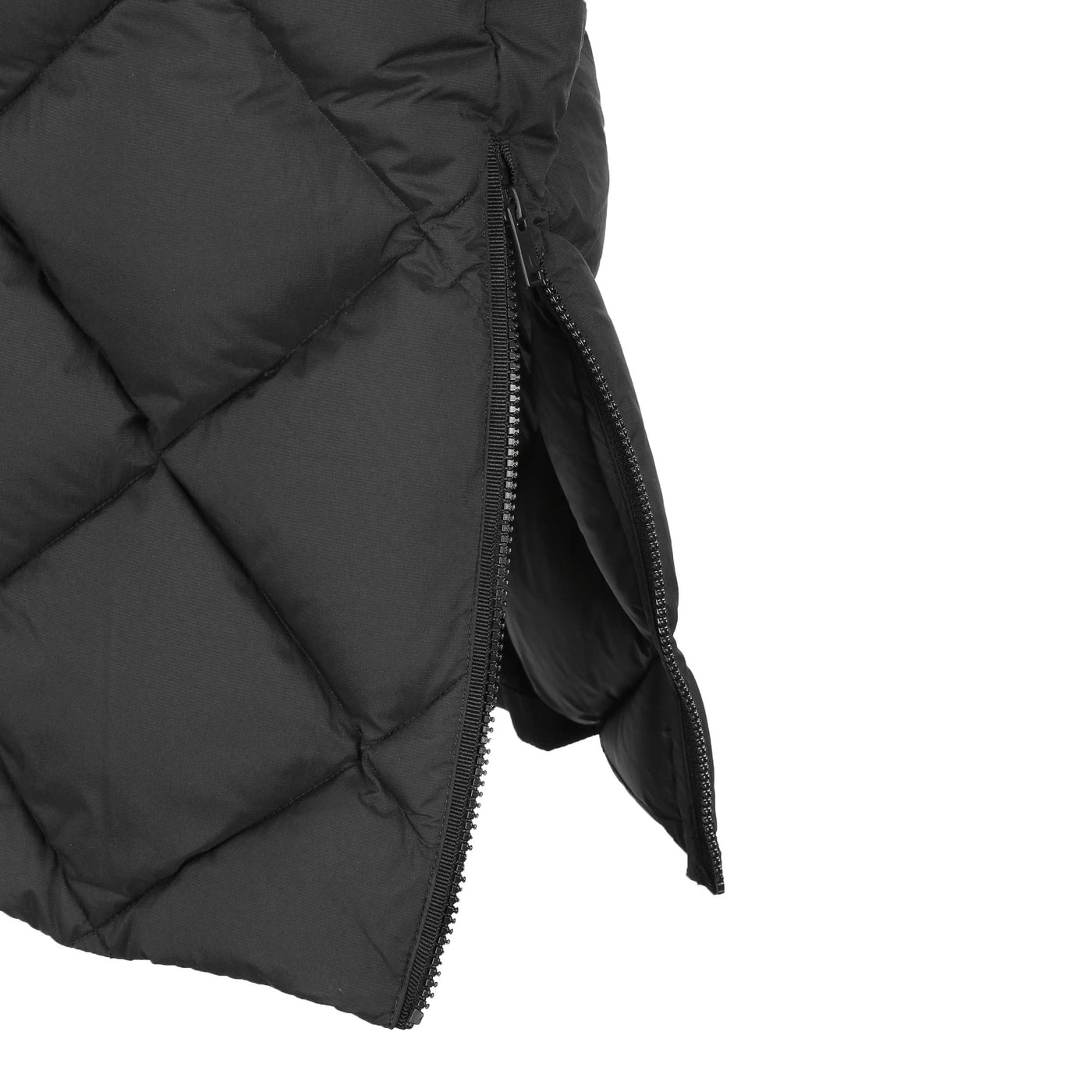 Moose Knuckles Flightweight Paxon Ladies Long Vest in Black Side Zip