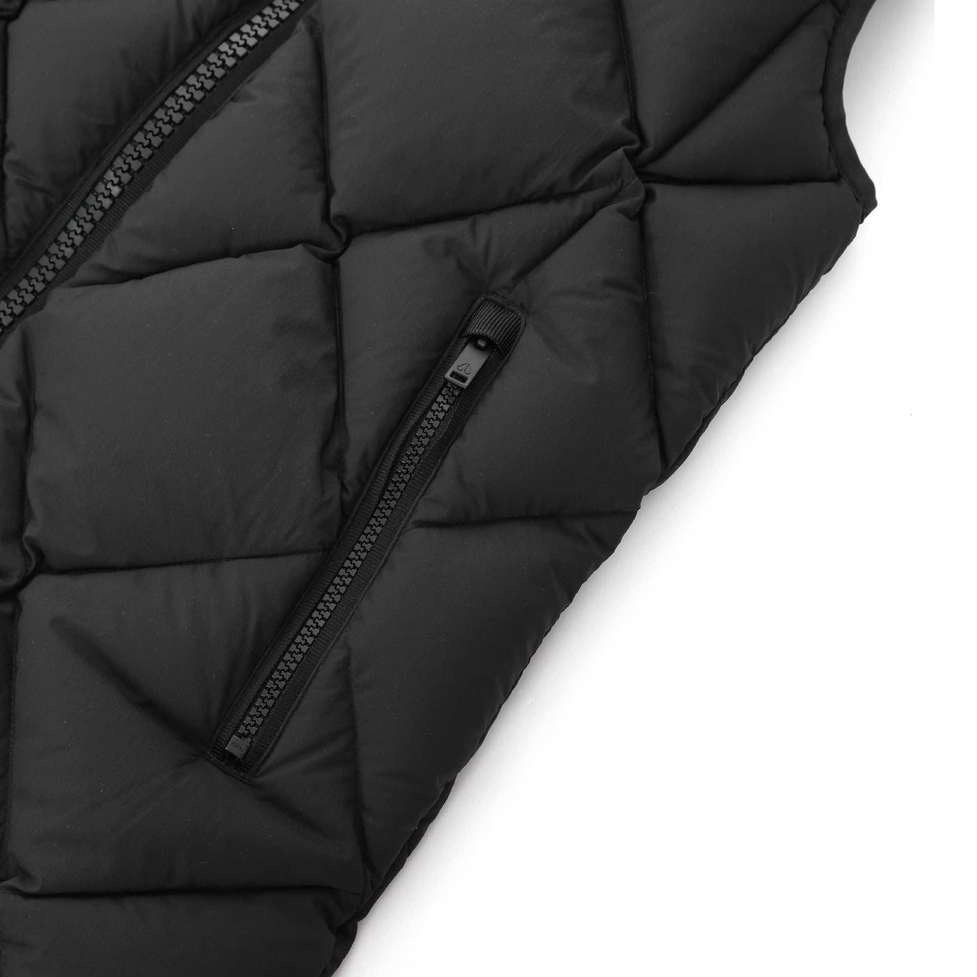 Moose Knuckles Flightweight Paxon Ladies Long Vest in Black Zip Pocket