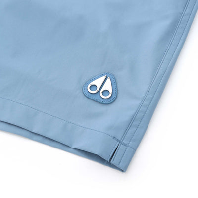 Moose Knuckles Logo Shorts Swim Short in Sea Blue Logo