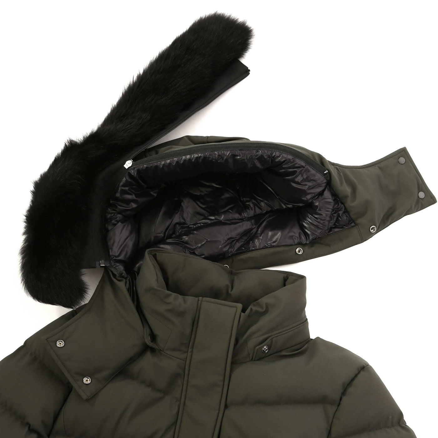 Moose Knuckles Watershed 3 Parka SH Ladies Jacket in Dark Olive Hood Detached