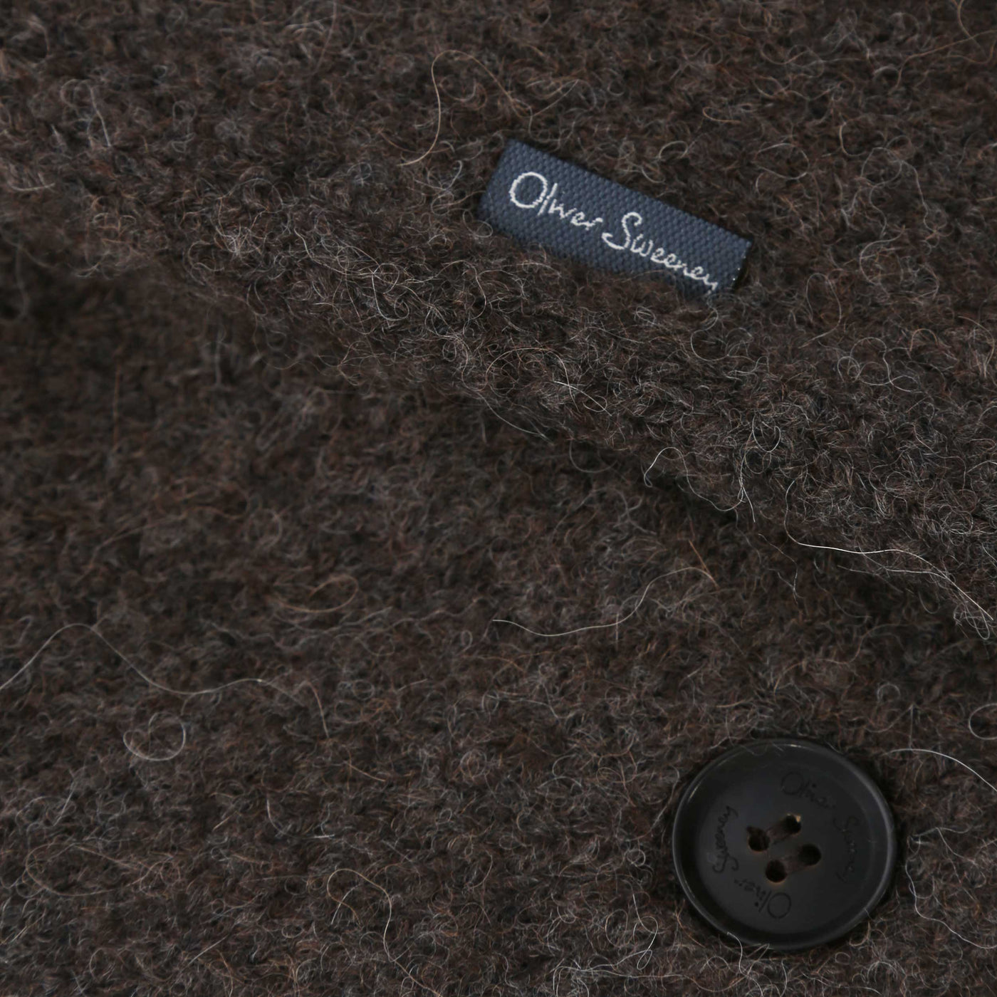 Oliver Sweeney Heywood Knitted Overshirt in Chocolate Logo Tab