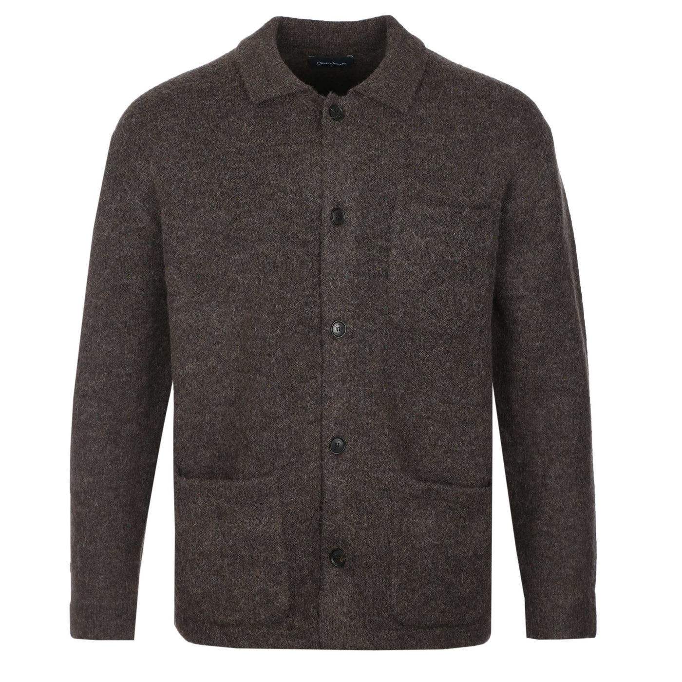 Oliver Sweeney Heywood Knitted Overshirt in Chocolate