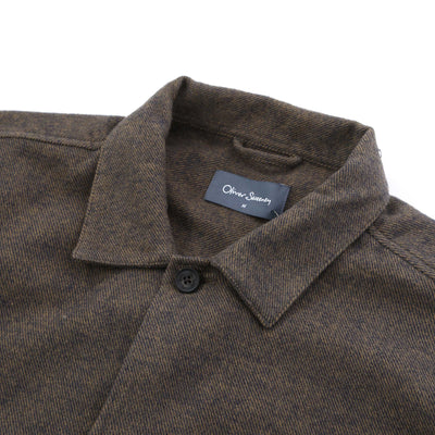 Oliver Sweeney Tramore Overshirt in Moss Green Collar