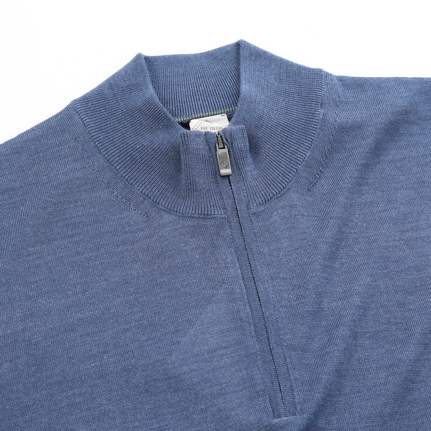 Pal Zileri Quarter Zip Knitwear in Blue Marl Placket