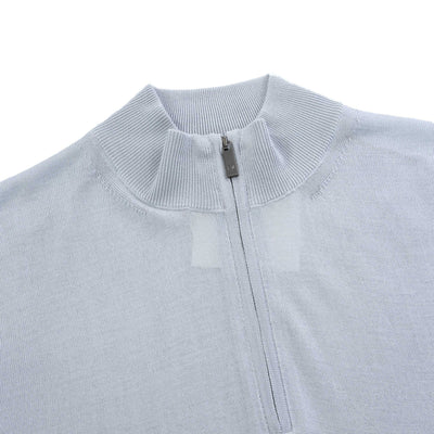 Pal Zileri Quarter Zip Knitwear in Silver Grey Placket