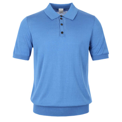 Pal Zileri Silk Cotton Mix Polo Shirt in Sea Blue