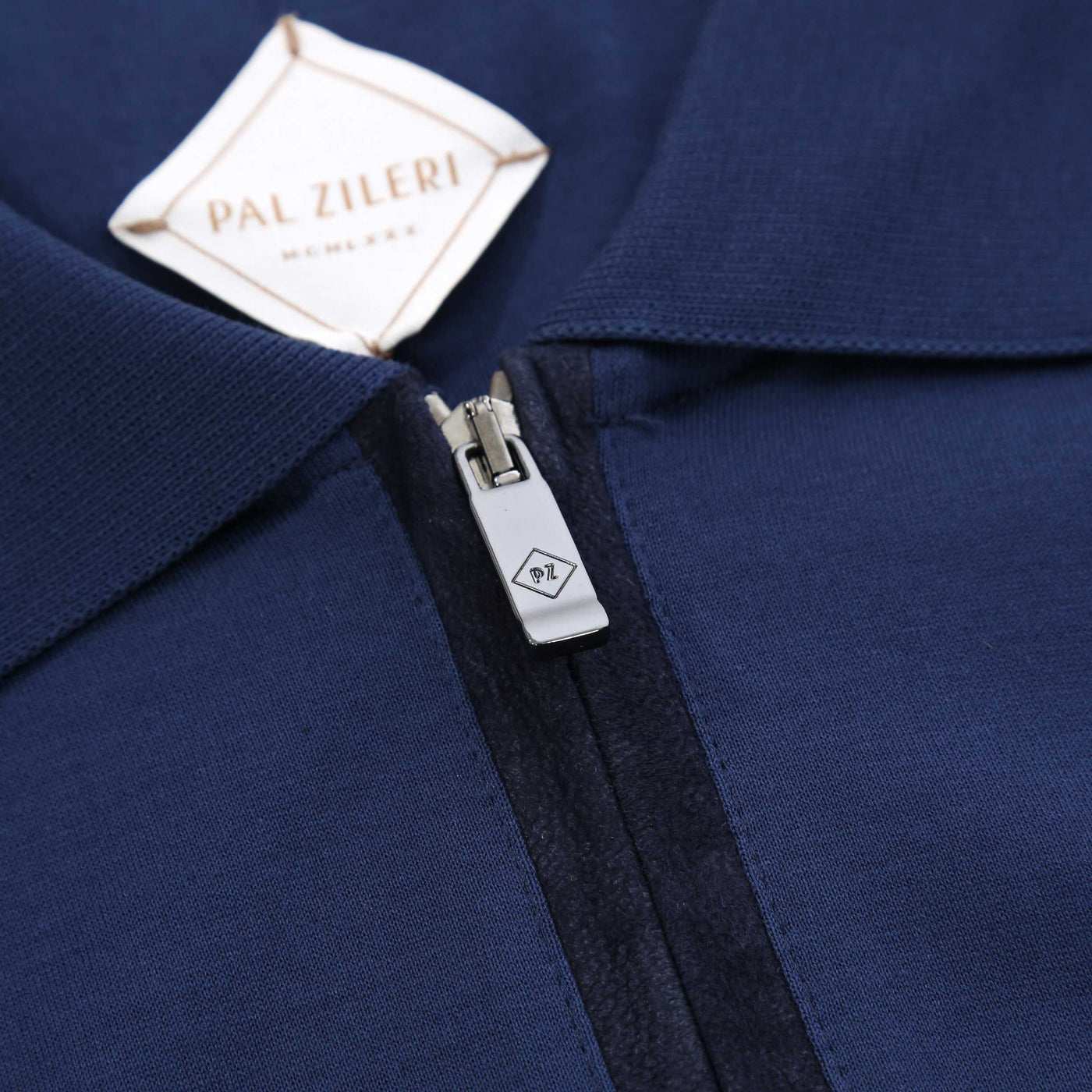 Pal Zileri Zip Detail LS Polo Shirt in Navy Zip