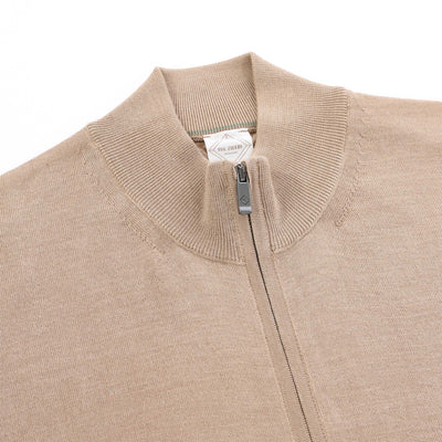 Pal Zileri Zip Thru Cardigan in Beige Placket