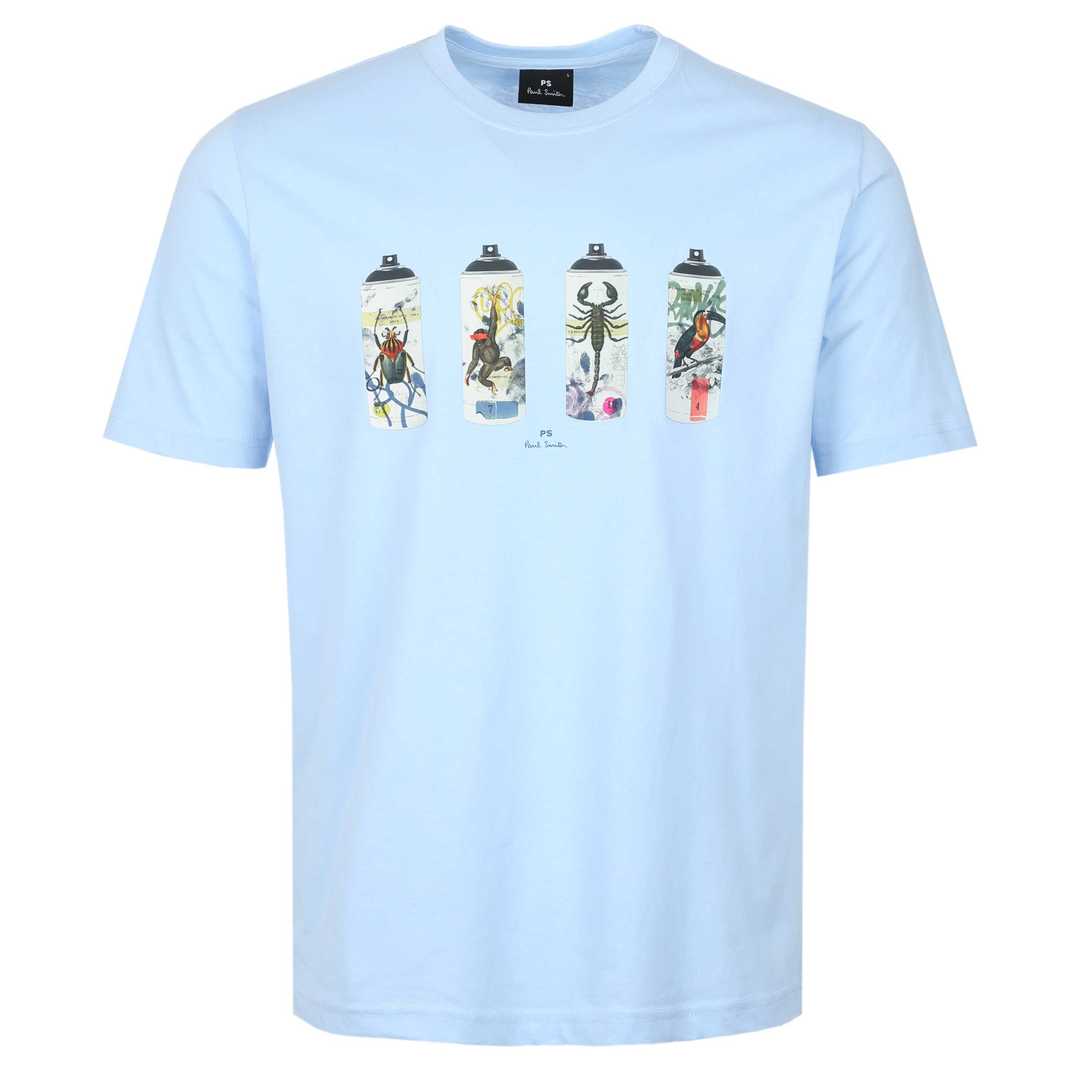 Paul Smith Animal Spray Cans T-Shirt in Sky Blue