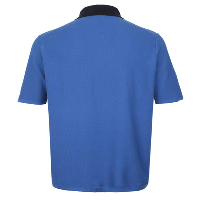 Paul Smith Button Thru SS Polo Knitwear in Petrol Blue Back