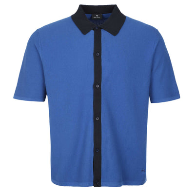 Paul Smith Button Thru SS Polo Knitwear in Petrol Blue