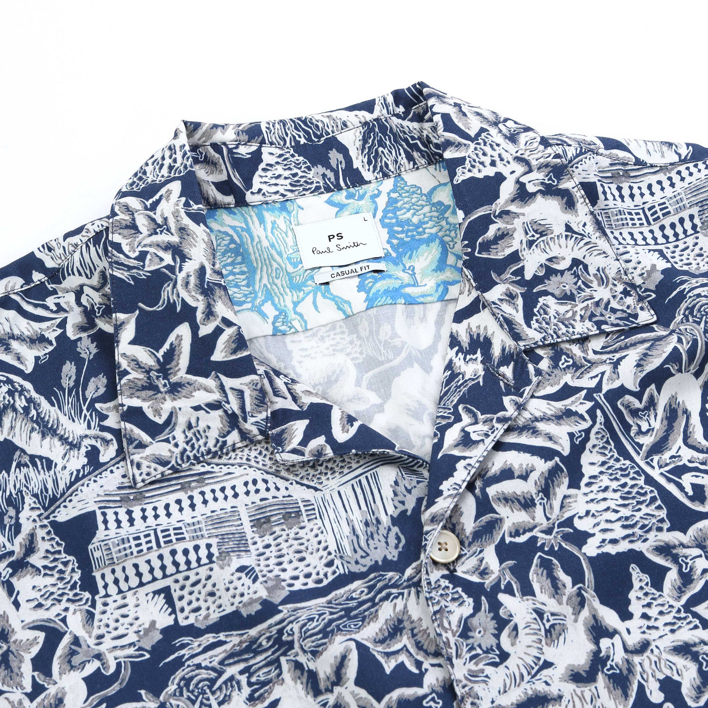 Paul Smith Chalet Casual Fit SS Shirt in Navy Collar