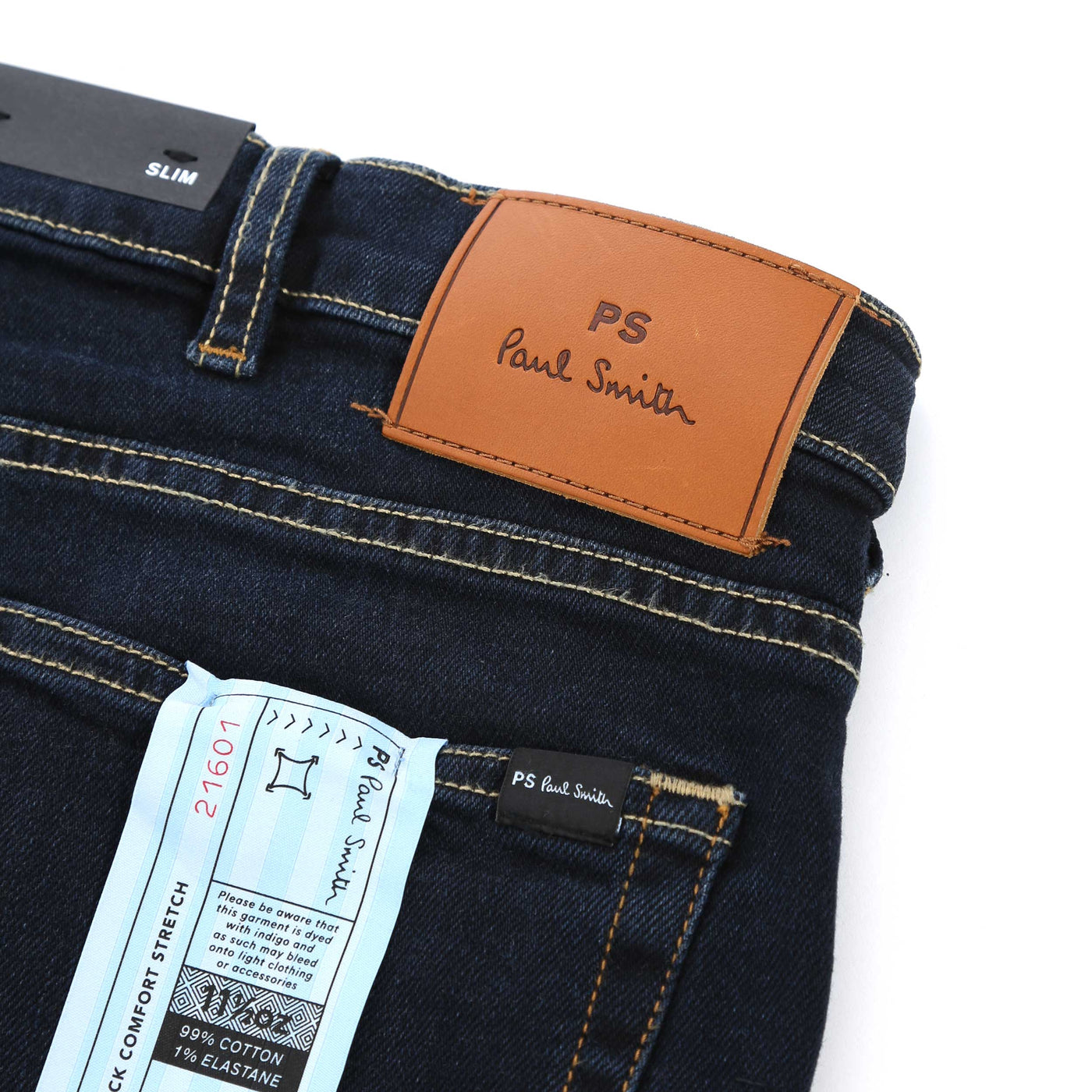 Paul Smith Comfort Stretch Slim Jean in Dark Wash Logo Badge