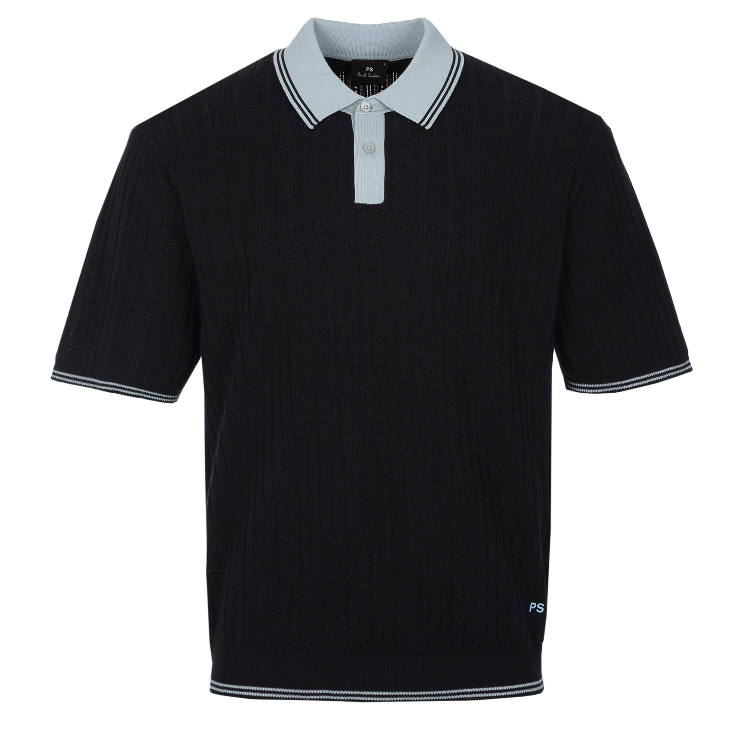 Paul Smith Contrast Collar Sweater SS Polo in Navy
