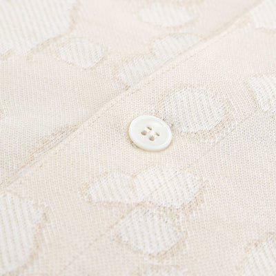 Paul Smith Floral Jacquard Polo Shirt in Cream Button