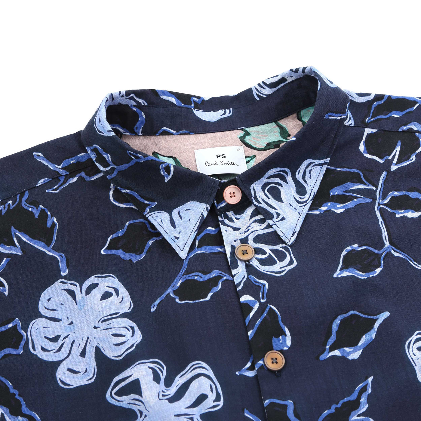 Paul Smith Floral Print Reg Fit Shirt in Navy Collar