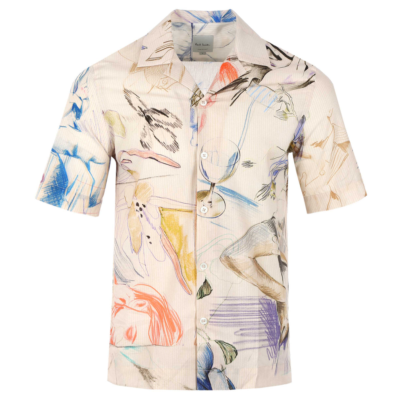 Paul Smith Floral Wine Glass Reg Fit SS Shirt in Multicolour frontMulticolour