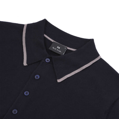 Paul Smith LS Polo Knitwear in Navy Collar