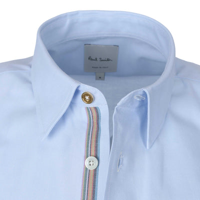 Paul Smith Slim Fit SS Shirt in Sky Blue Placket Trim