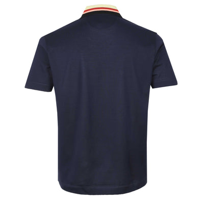 Paul Smith Stripe Collar Polo Shirt in Navy Back