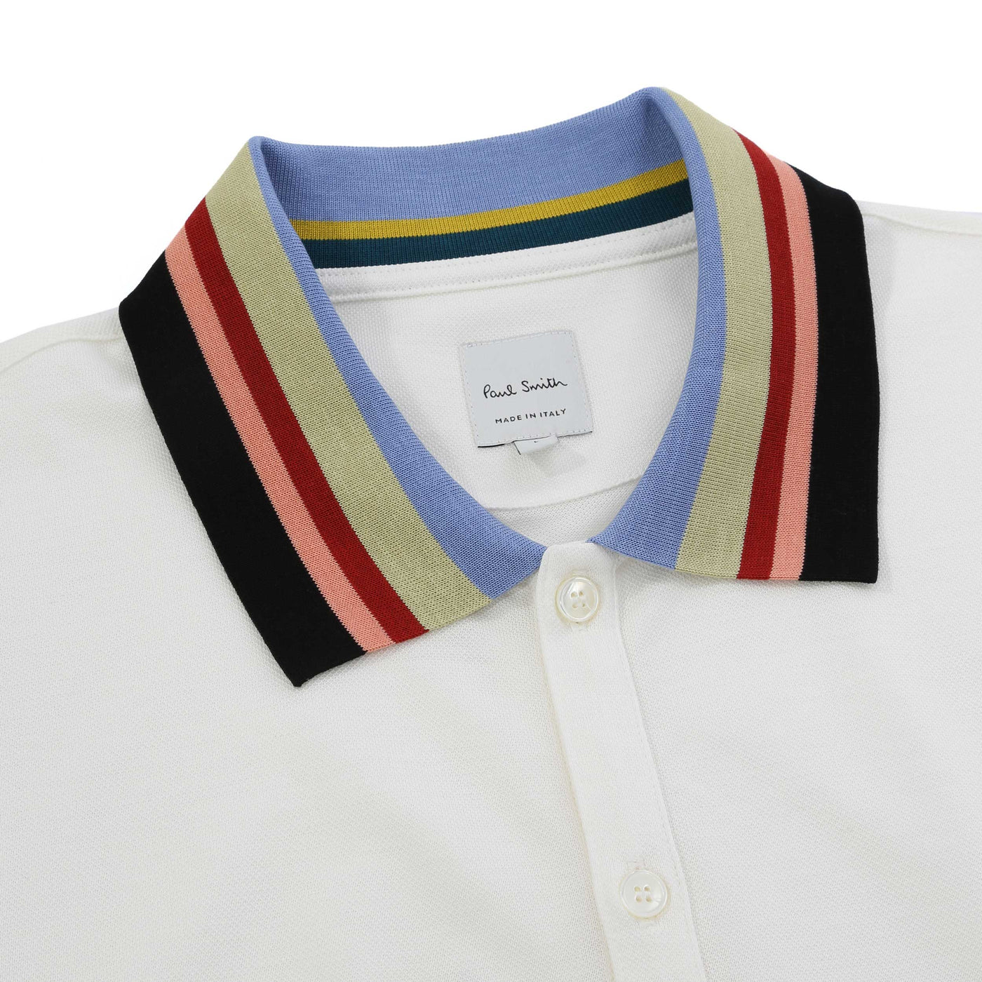 Paul Smith Stripe Collar Polo Shirt in White Collar