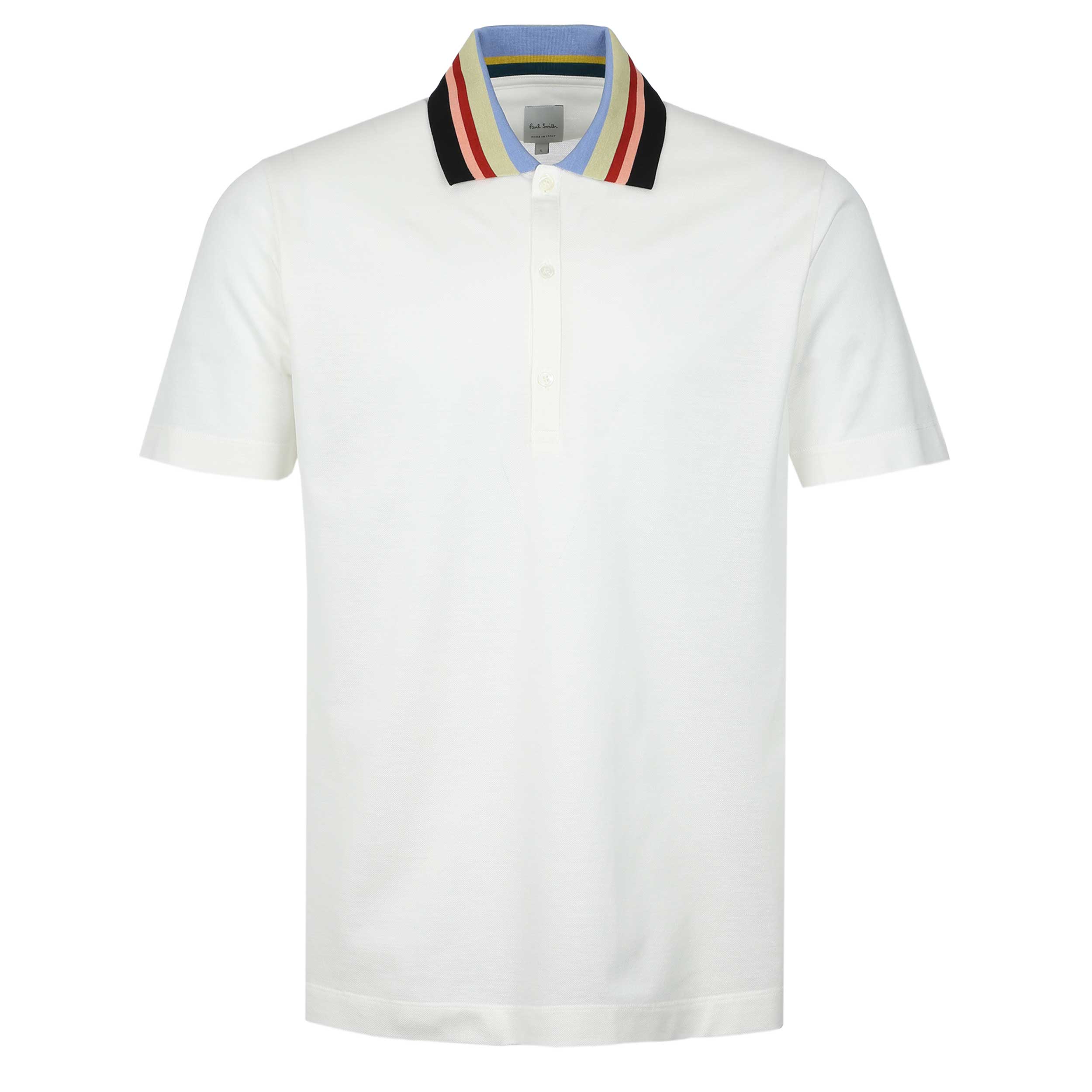 Paul Smith Stripe Collar Polo Shirt in White