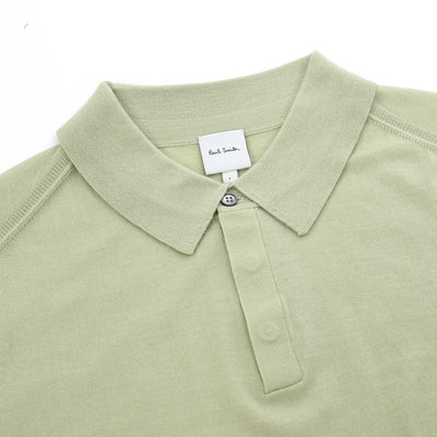 Paul Smith Sweater Long Sleeve Polo in Lime Green Collar