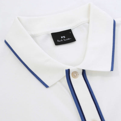 Paul Smith Trim Button Thru Polo Shirt in White Collar